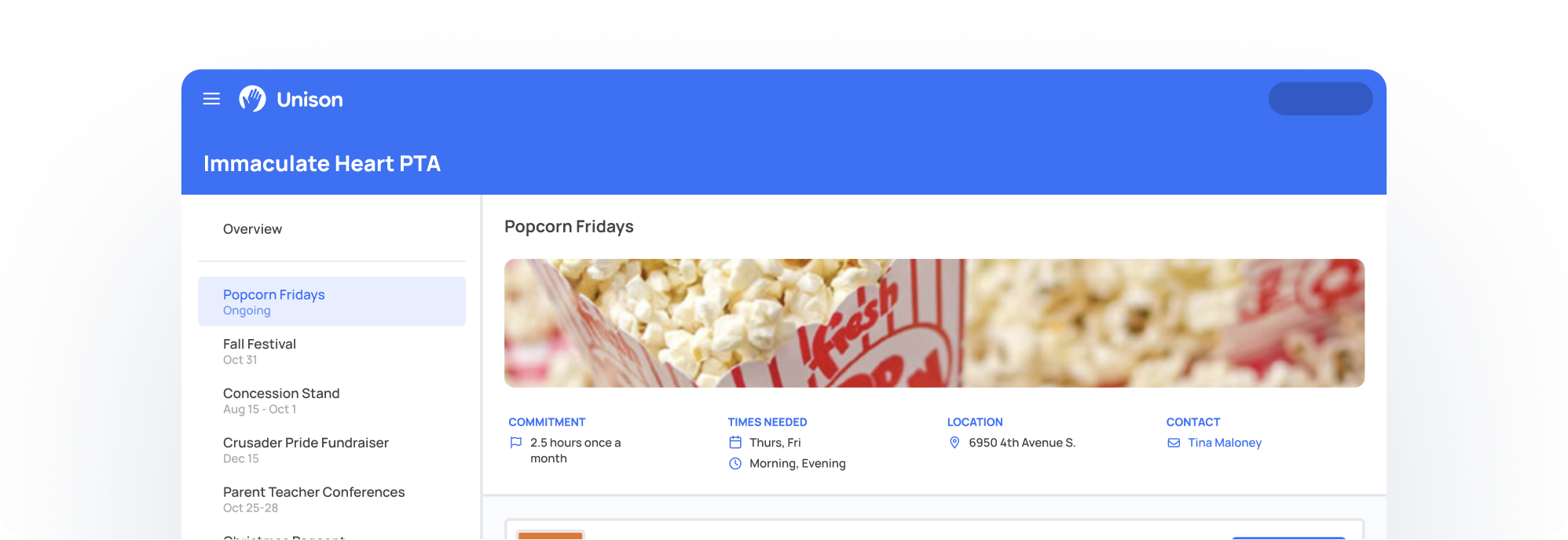 Immaculate Heart PTA Popcorn Friday's Signup